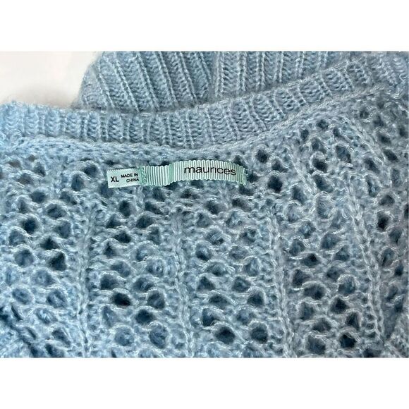Maurices Blue Open Weave Crewneck Pullover Slouchy Sweater sz XL - Picture 4 of 10